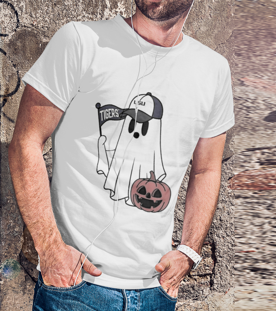 Lsu Tigers NCAA Football Halloween Ghost Pumpkin Fan Gear T-Shirt