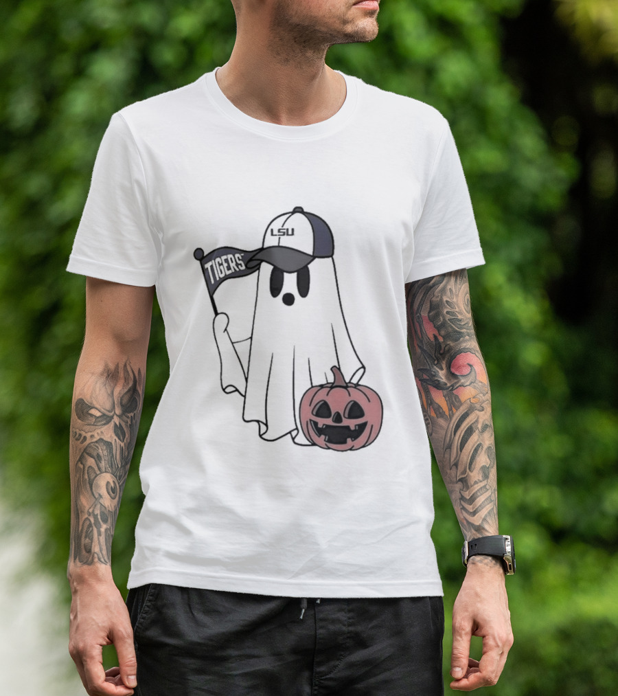 Lsu Tigers NCAA Football Halloween Ghost Pumpkin Fan Gear T-Shirt