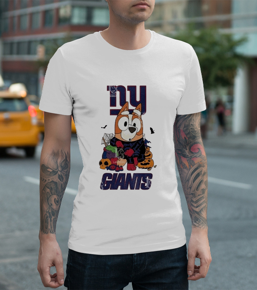New York Giants Bluey Halloween 2026 Pumpkin Celebration T-Shirt