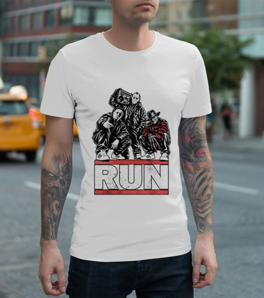Run Horror Hip Hop Michael Myers Jason Freddy T-Shirt