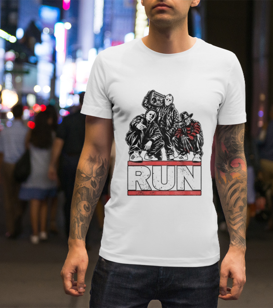 Run Horror Hip Hop Michael Myers Jason Freddy T-Shirt