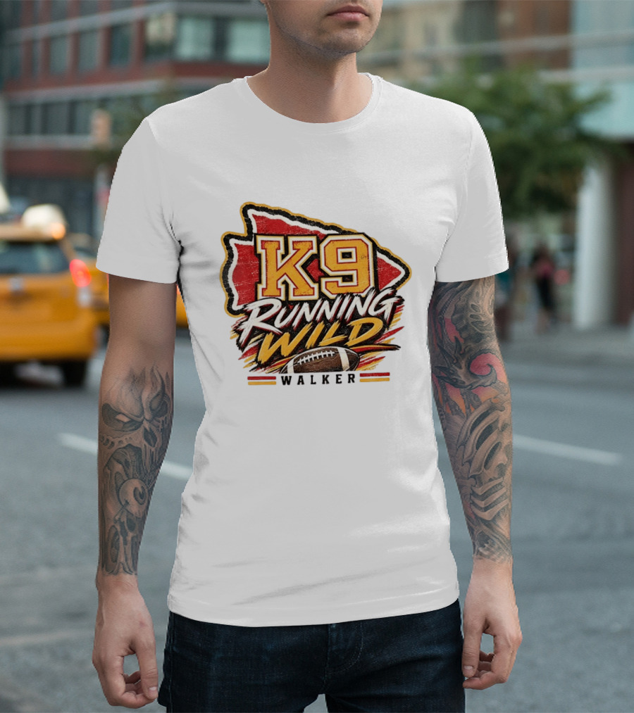 Walker K9 Running Wild Football Kansas City Sports Gameday T-Shirt