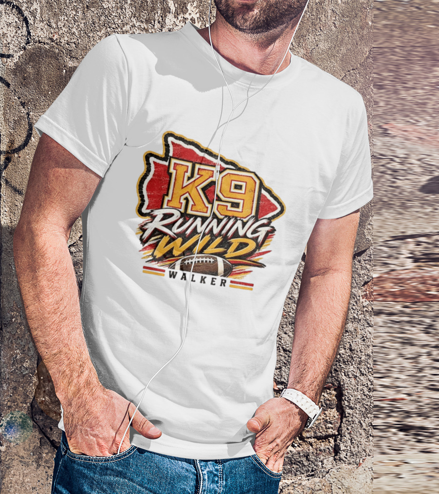 Walker K9 Running Wild Football Kansas City Sports Gameday T-Shirt