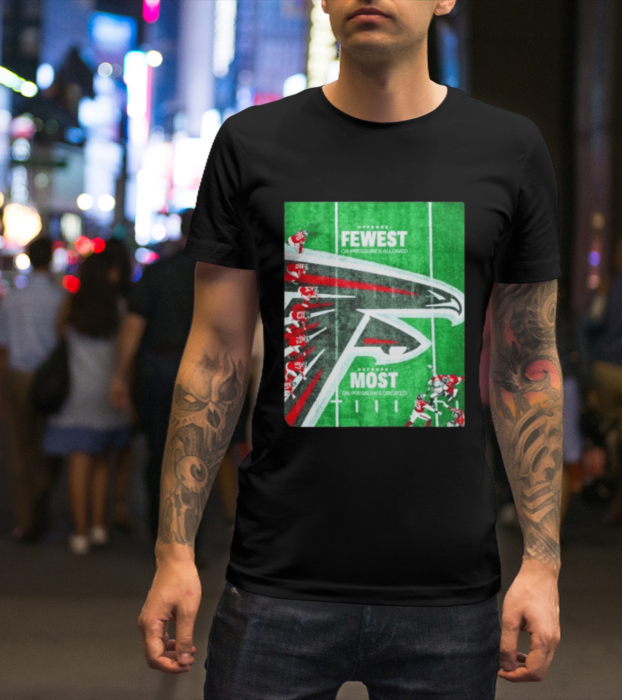 Atlanta Falcons Offense Fewest QB Pressures Allowed Defense Most Pressures Created T-Shirt