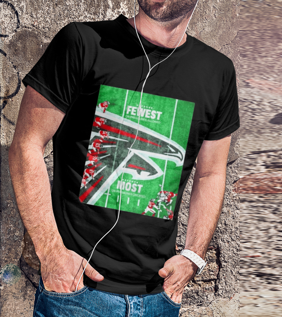 Atlanta Falcons Offense Fewest QB Pressures Allowed Defense Most Pressures Created T-Shirt