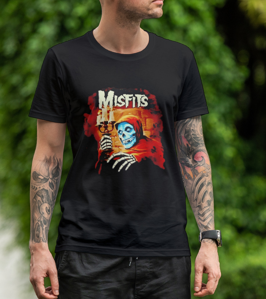 Misfits Crimson Ghost Candle Holder Punk Rock Skeleton T-Shirt