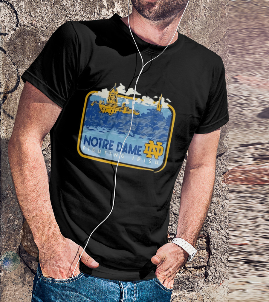 Notre Dame Fighting Irish Campus Landscape Blue And Gold ND T-Shirt