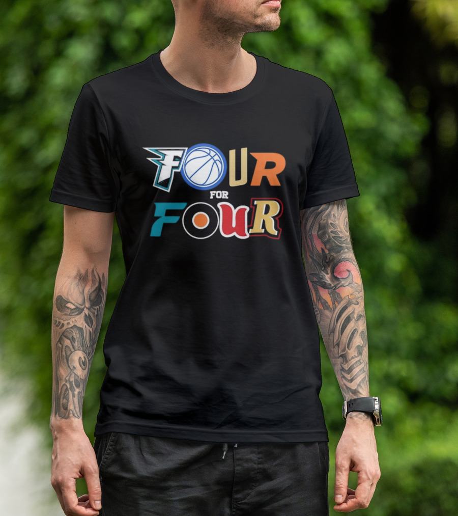 Four For Four Philadelphia Basketball Baseball Hockey Football T-Shirt