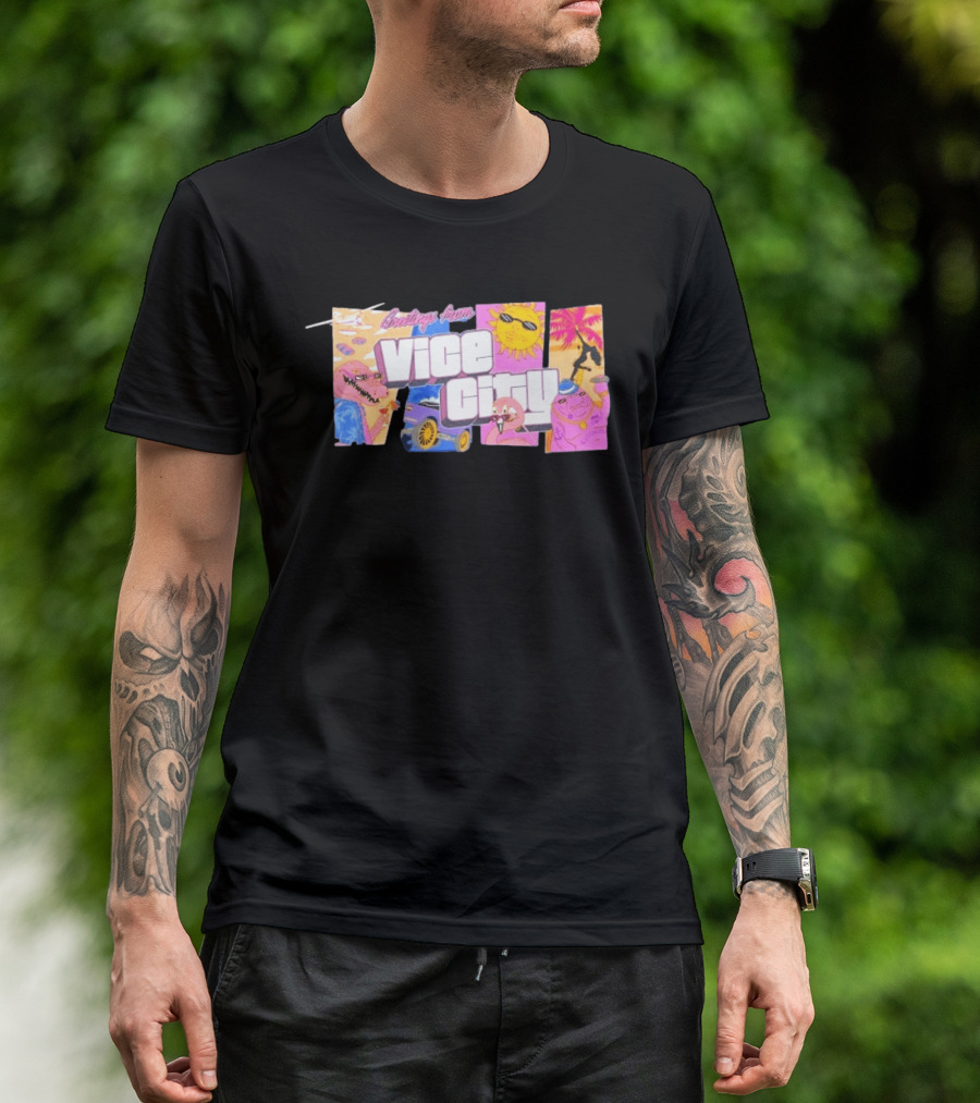 Greetings From Vice City Collage Florida Retro Fun Tropical Vibes T-Shirt