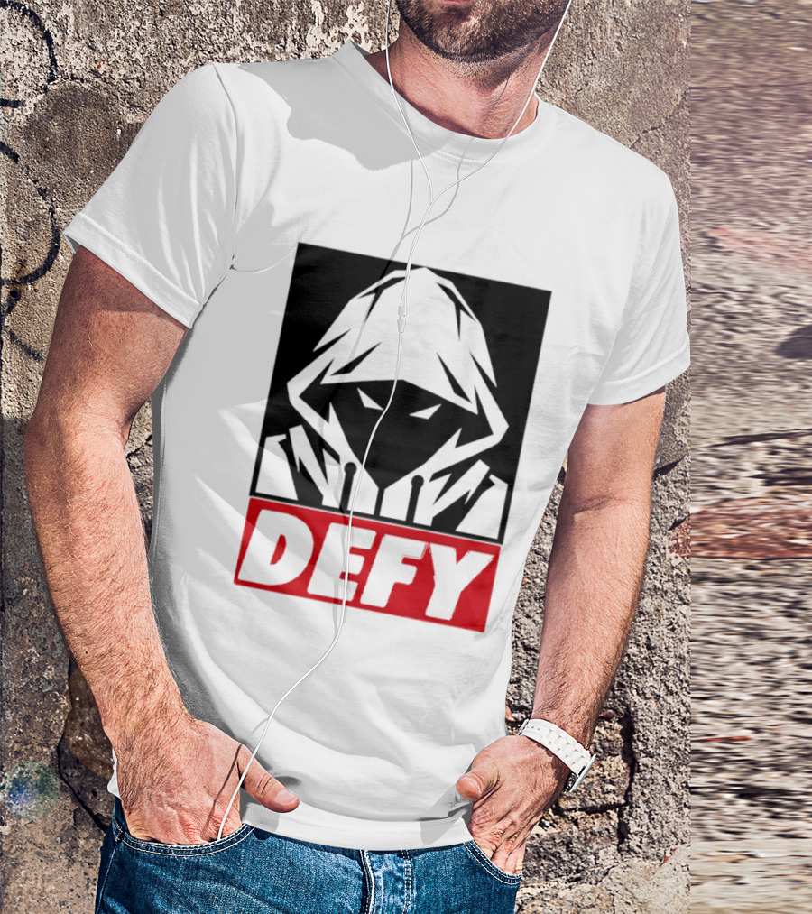Defy Hooded Figure Streetwear Urban Fashion T-Shirt