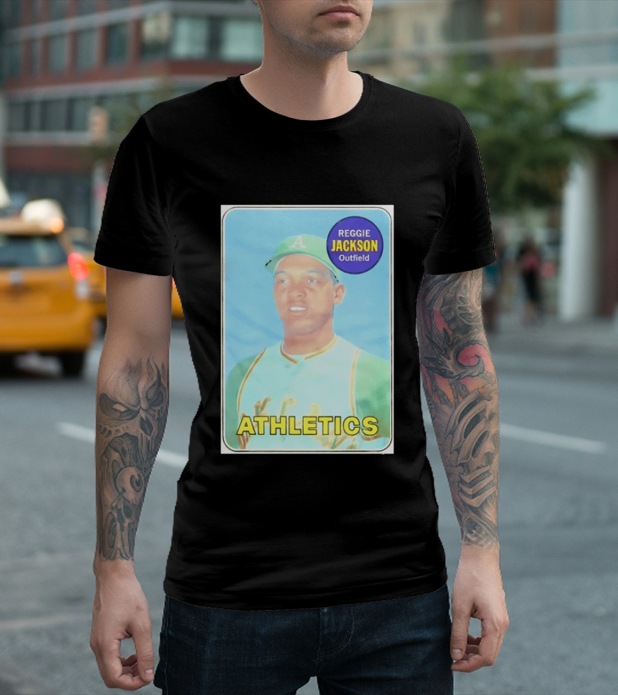 Reggie Jackson Athletics Outfield Baseball Card Oakland A's Player T-Shirt