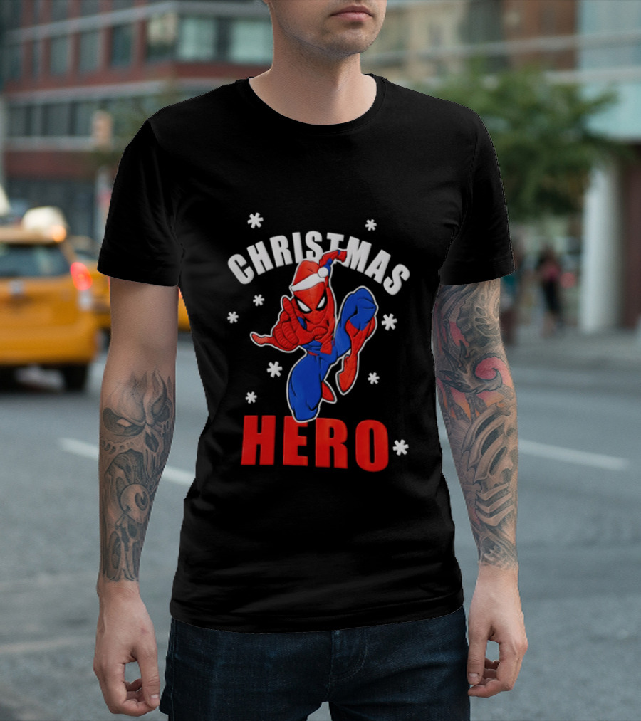 Christmas Hero Santa Hat Spider Man Marvel T-Shirt