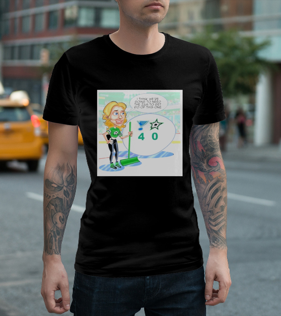 St Louis Blues Vs Dallas Stars Hockey 4 0 Cartoon With Humor And Zamboni Joke T-Shirt