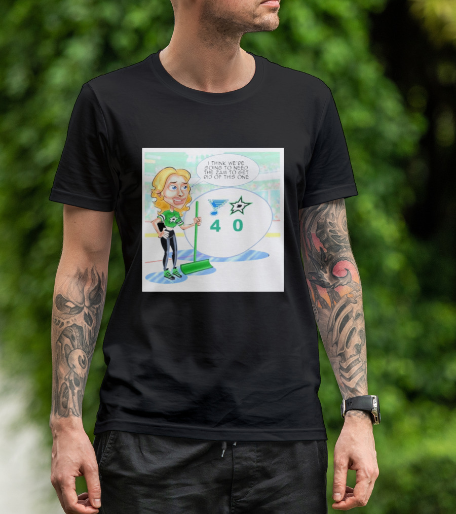 St Louis Blues Vs Dallas Stars Hockey 4 0 Cartoon With Humor And Zamboni Joke T-Shirt