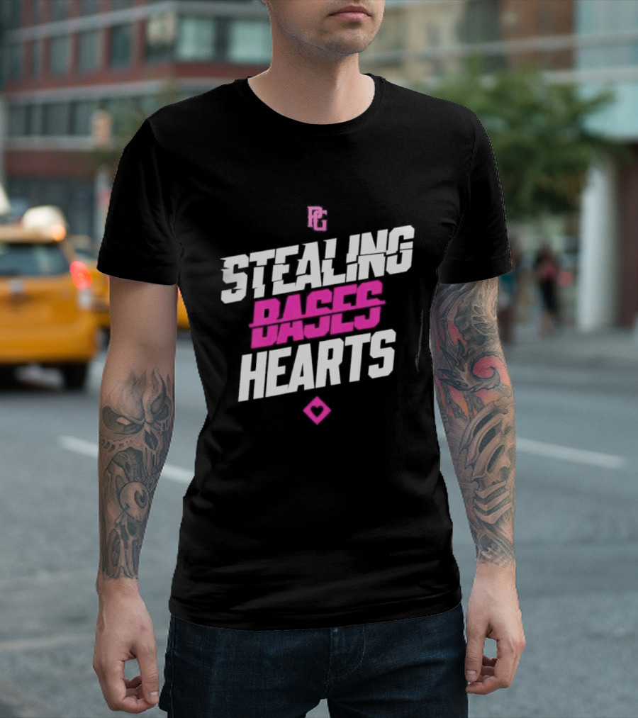 Stealing Bases Hearts Performance Pink Diamond T-Shirt