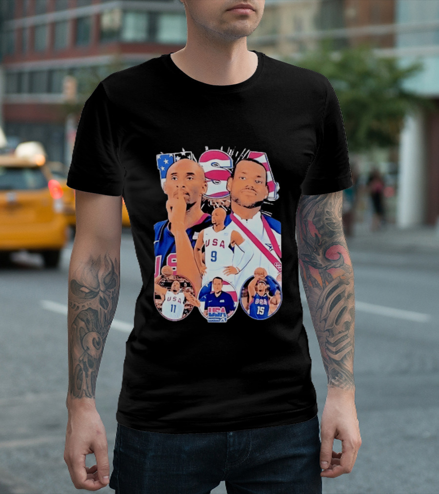 Kobe Bryant LeBron James USA Basketball Legends Iconic Team USA Moments T-Shirt