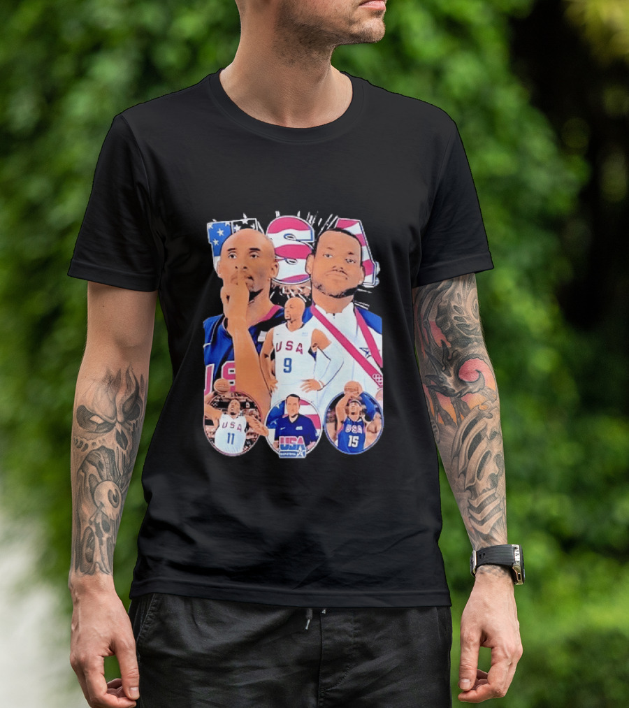 Kobe Bryant LeBron James USA Basketball Legends Iconic Team USA Moments T-Shirt
