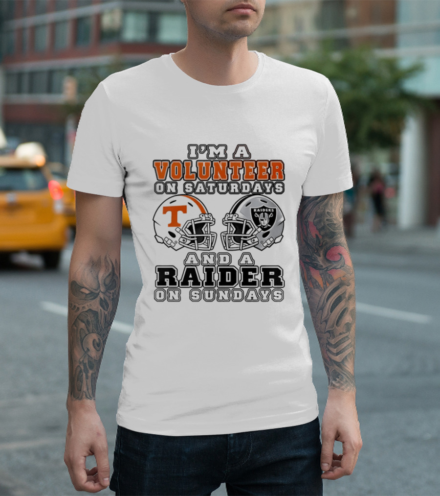 I'm A Volunteer On Saturdays And A Raider On Sundays Tennessee Las Vegas 2026 T-Shirt
