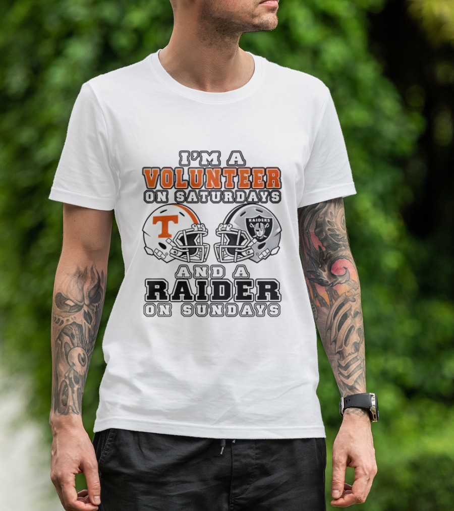 I'm A Volunteer On Saturdays And A Raider On Sundays Tennessee Las Vegas 2026 T-Shirt