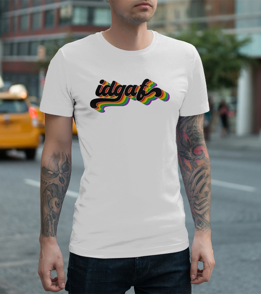 Idgaf Rainbow Groovy Retro Colorful T-Shirt
