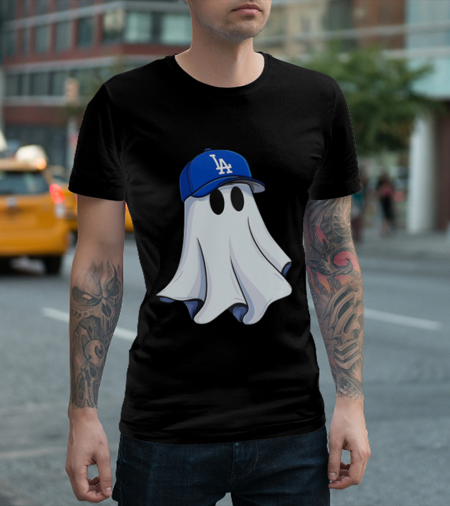 Los Angeles Dodgers Ghost In Blue LA Cap T-Shirt