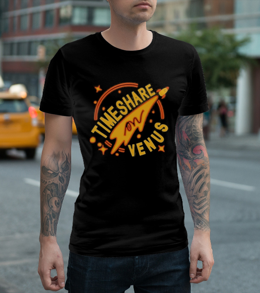 Timeshare On Venus Retro Space Rocket T-Shirt