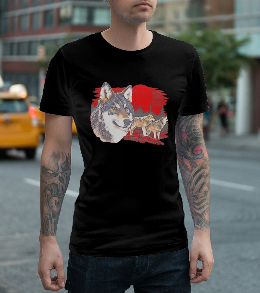Wolf Pack Under A Moon Wolves Wildlife T-Shirt