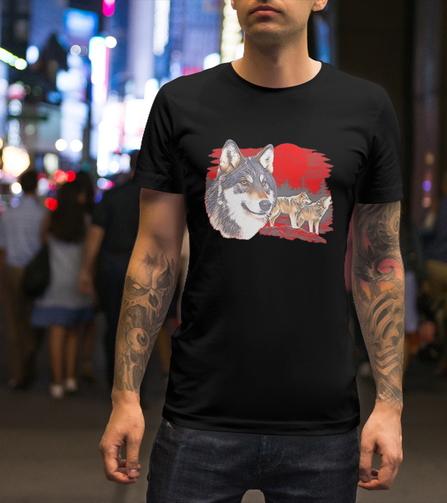 Wolf Pack Under A Moon Wolves Wildlife T-Shirt