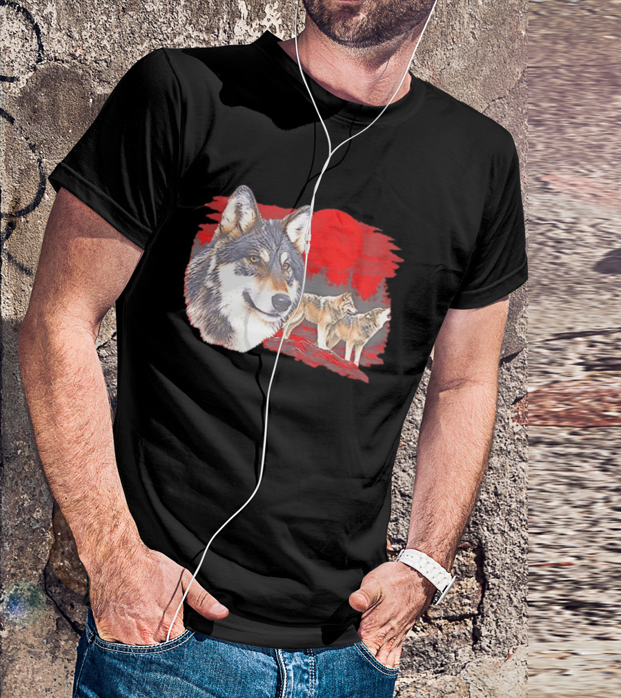 Wolf Pack Under A Moon Wolves Wildlife T-Shirt