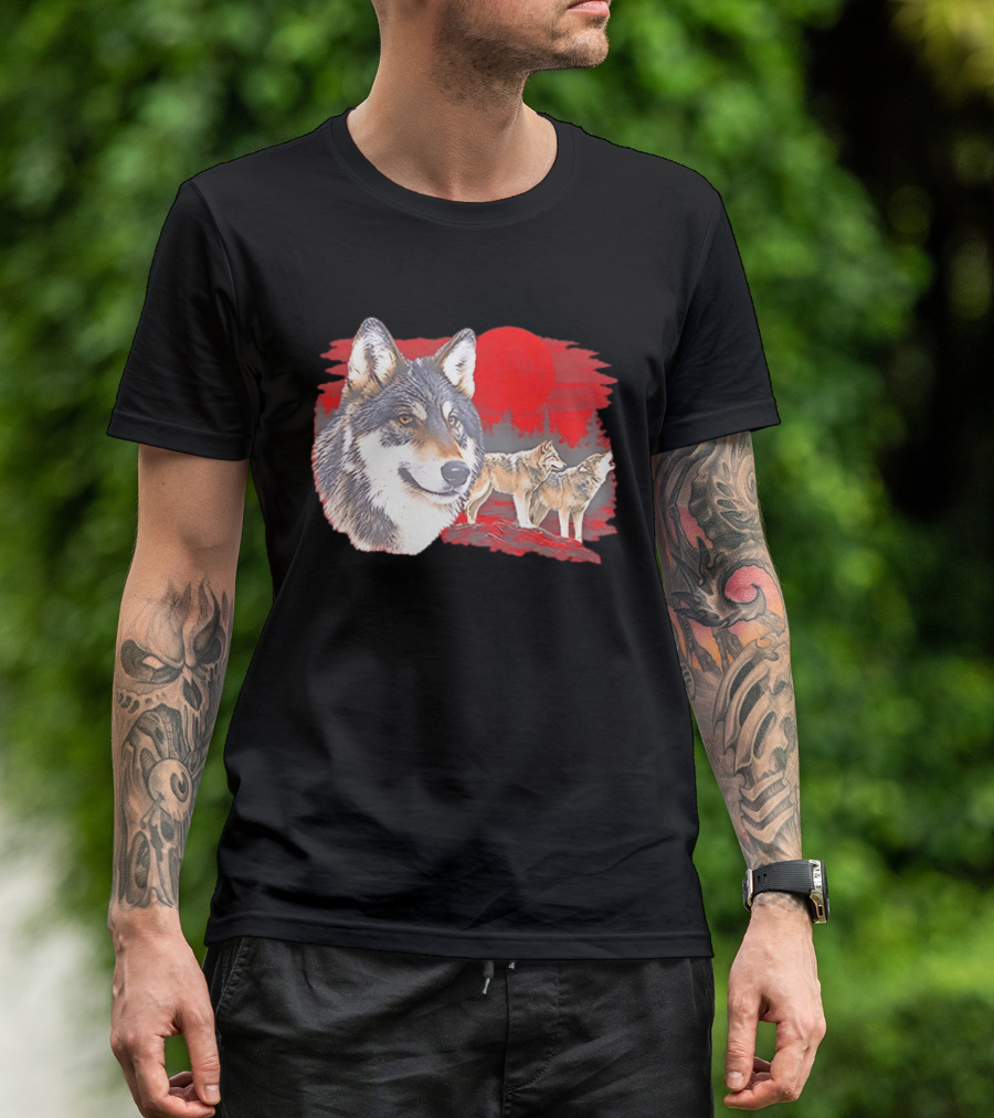 Wolf Pack Under A Moon Wolves Wildlife T-Shirt