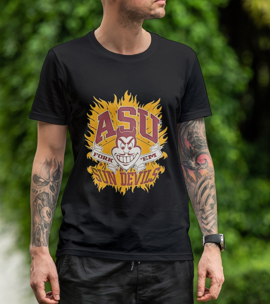 ASU Sun Devils Fork 'Em Arizona State University Fiery T-Shirt