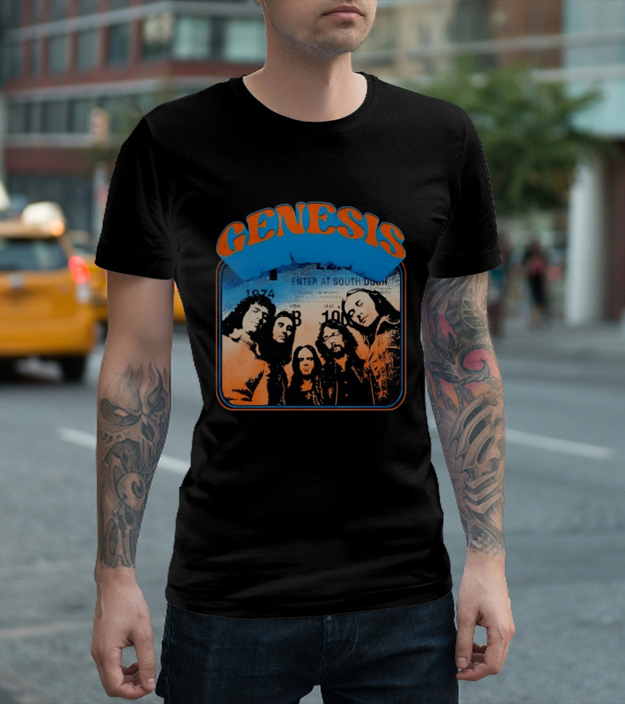 Genesis 1974 Enter At South Door Concert Ticket Progressive Rock T-Shirt