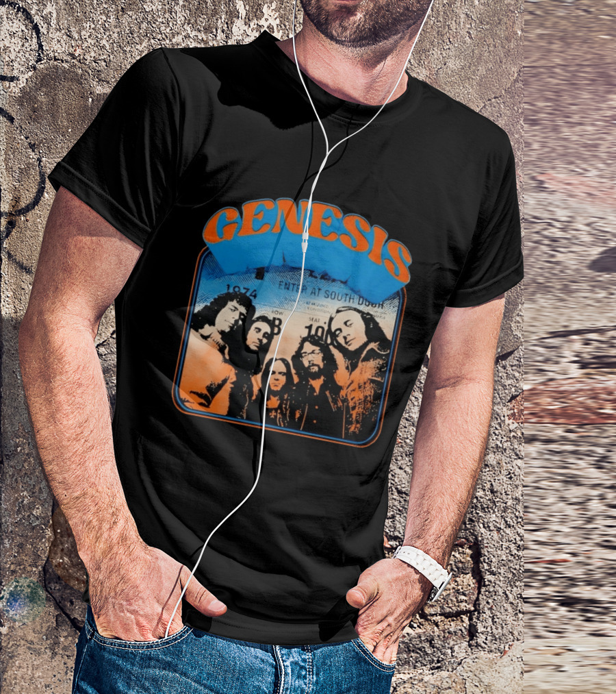 Genesis 1974 Enter At South Door Concert Ticket Progressive Rock T-Shirt