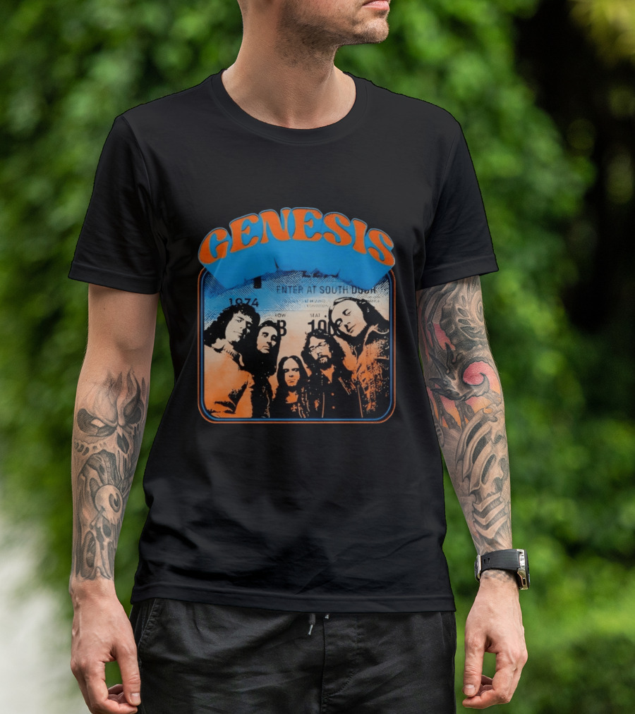 Genesis 1974 Enter At South Door Concert Ticket Progressive Rock T-Shirt