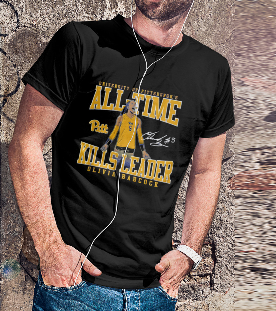 University Of Pittsburgh All Time Kills Leader Olivia Babcock Number 5 T-Shirt