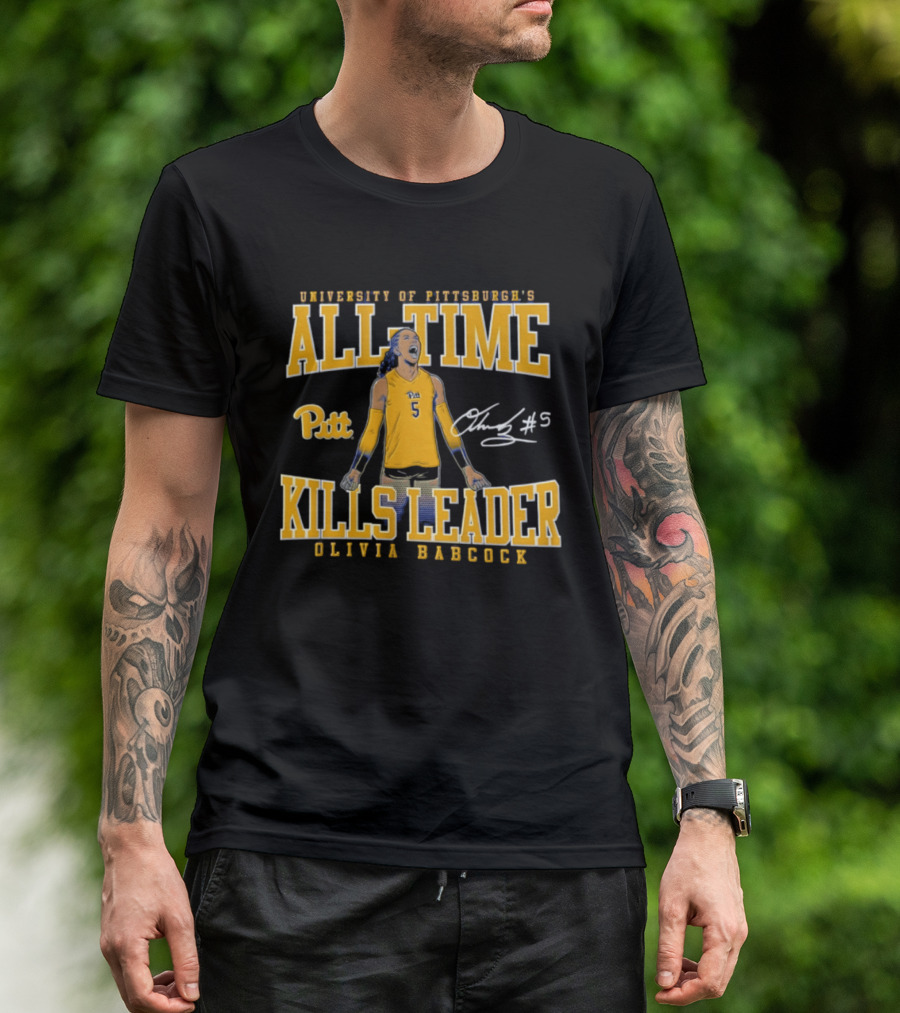 University Of Pittsburgh All Time Kills Leader Olivia Babcock Number 5 T-Shirt