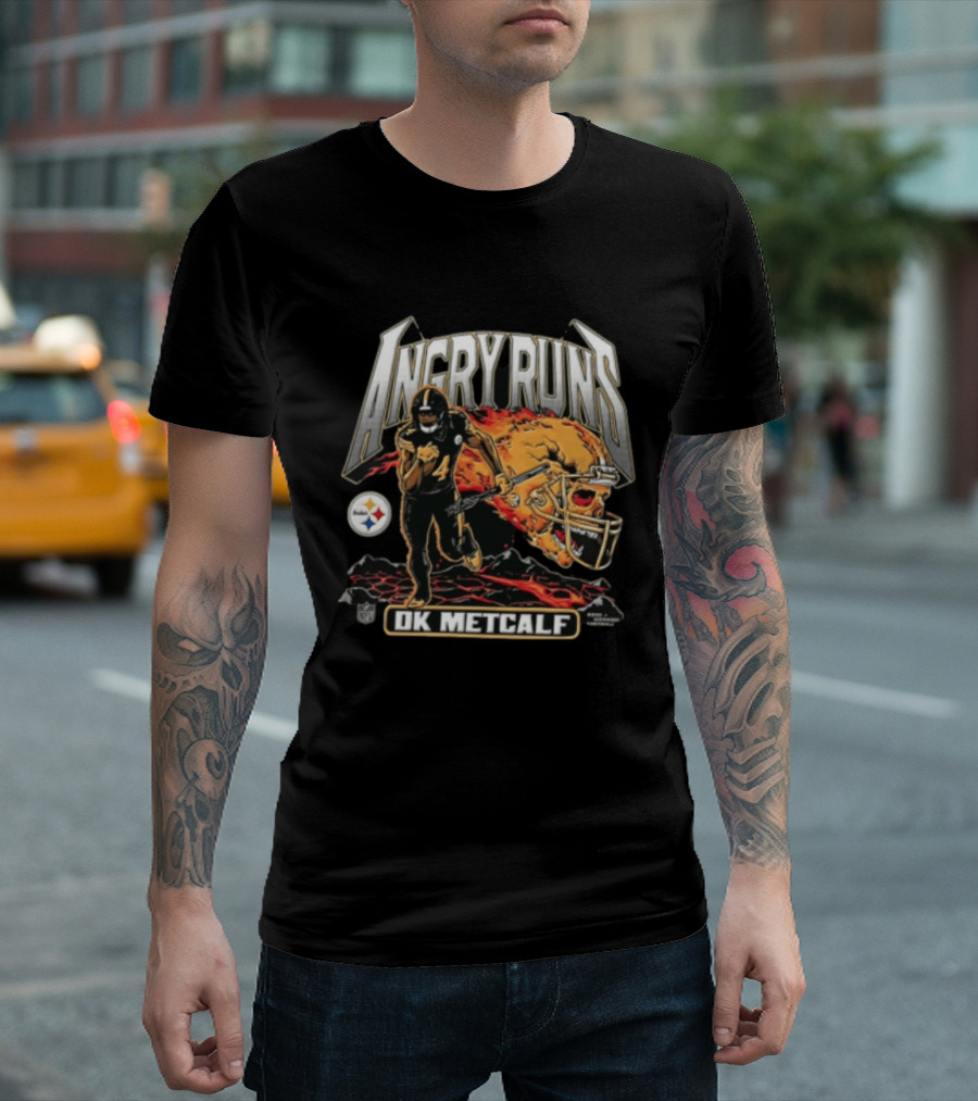 Pittsburgh Steelers Angry Runs DK Metcalf Football NFL Player T-Shirt