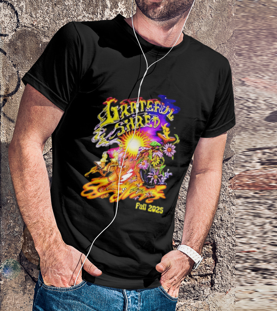 Grateful Shred Fall 2025 Psychedelic Sunburst Jam Band Vibrant Festival T-Shirt