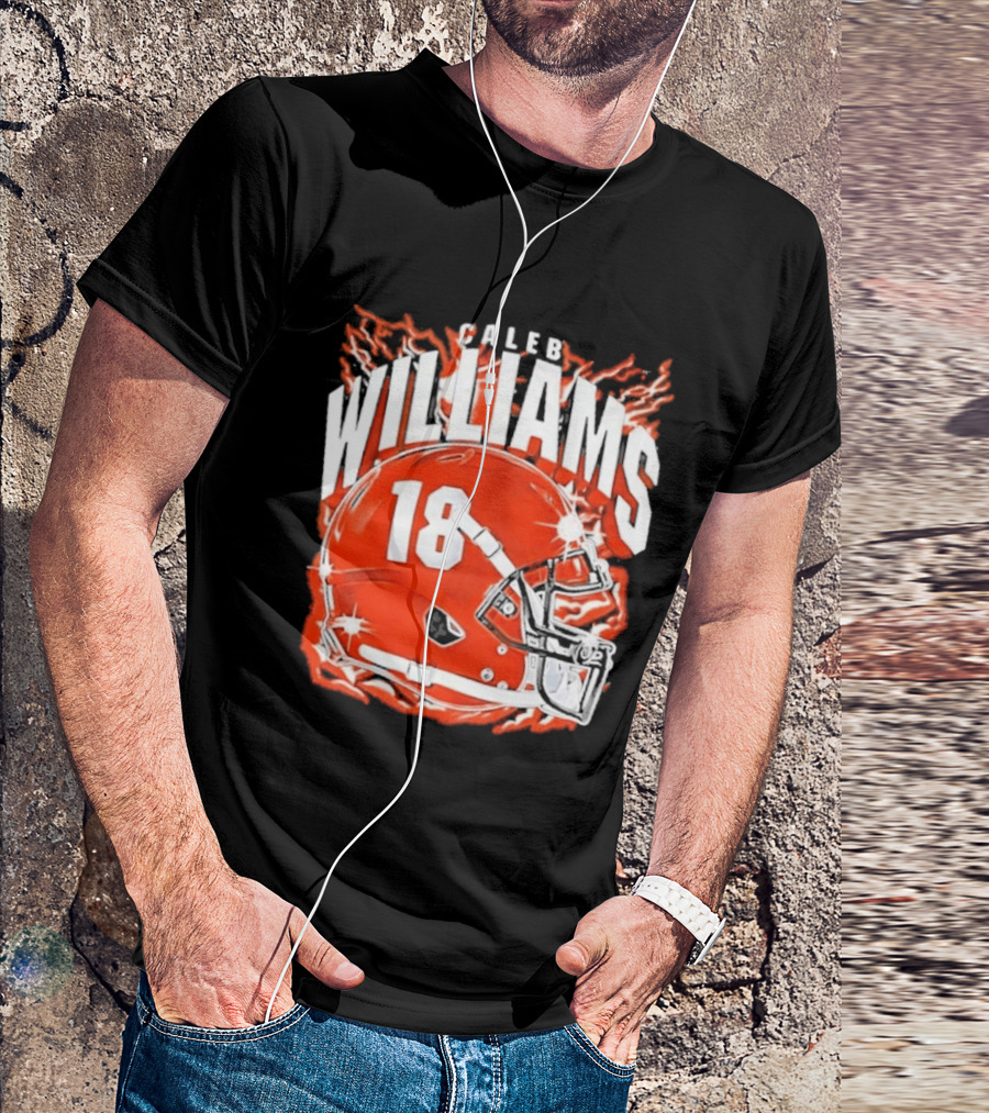 Caleb Williams 18 Lightning Helmet T-Shirt