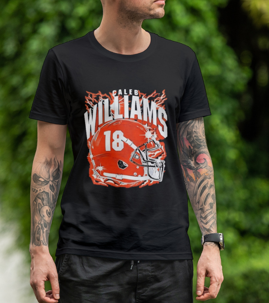 Caleb Williams 18 Lightning Helmet T-Shirt