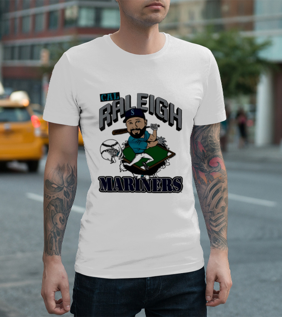 Cal Raleigh Seattle Mariners Player Caricature MLB T-Shirt