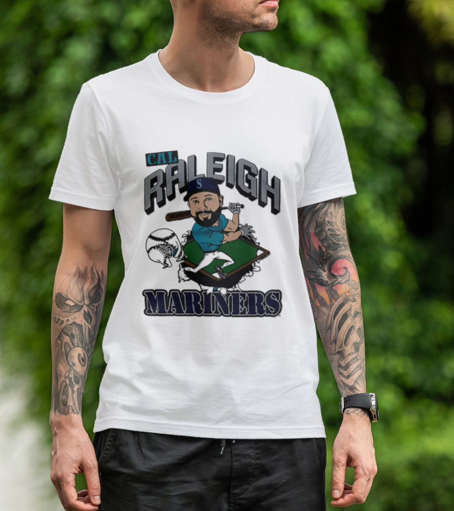 Cal Raleigh Seattle Mariners Player Caricature MLB T-Shirt