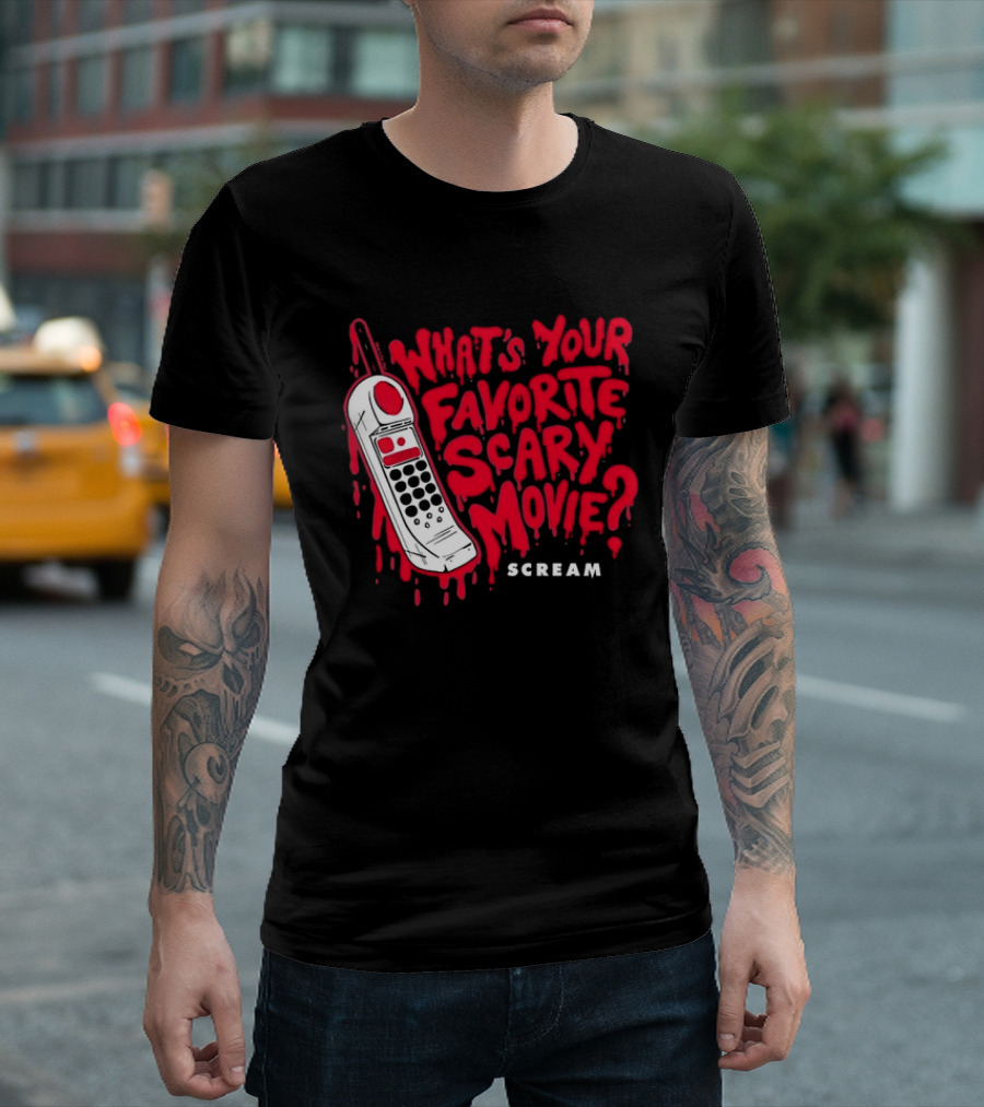 Scream What's Your Favorite Scary Movie Telephone Blood Red T-Shirt