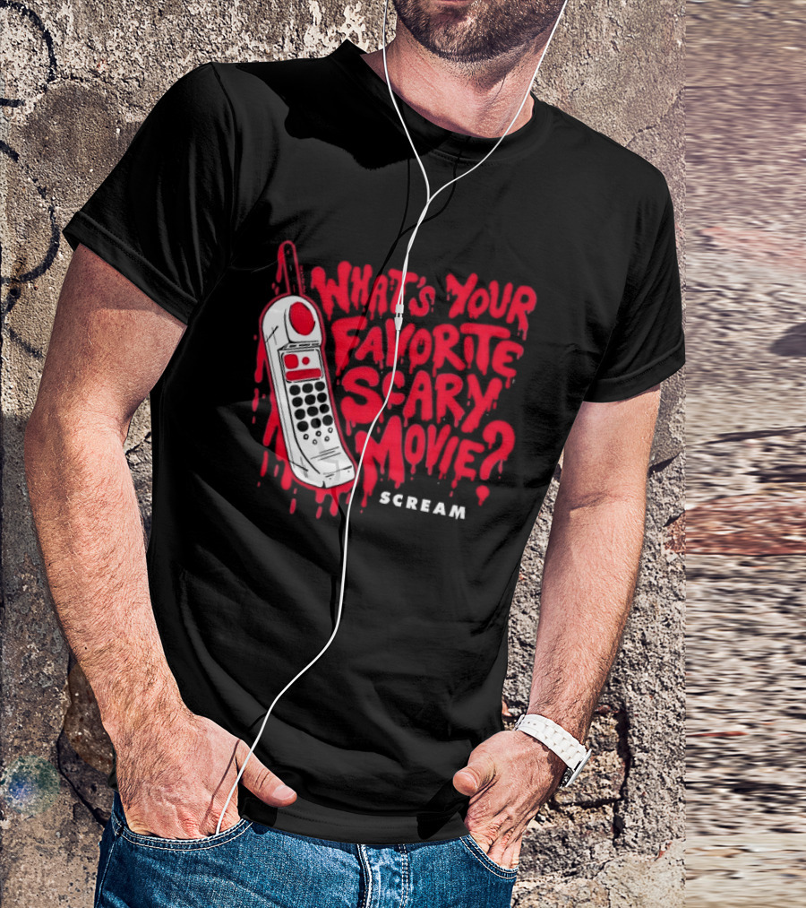 Scream What's Your Favorite Scary Movie Telephone Blood Red T-Shirt