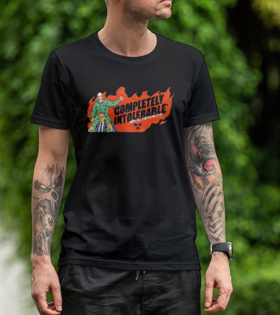 Completely Intolerable Iømlán Døfhulaingthe Flame Background Masked Man Suit And Tie T-Shirt