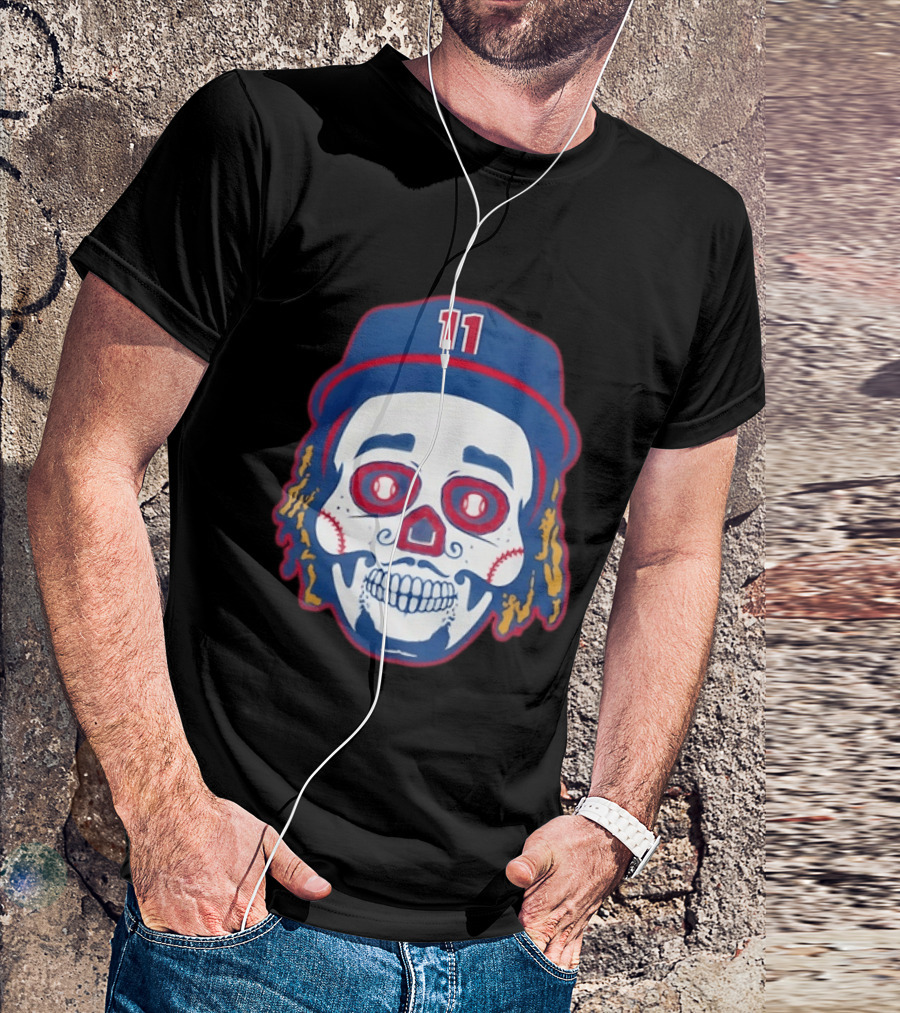 José Ramírez 11 Cleveland Guardians Sugar Skull Baseball Player T-Shirt
