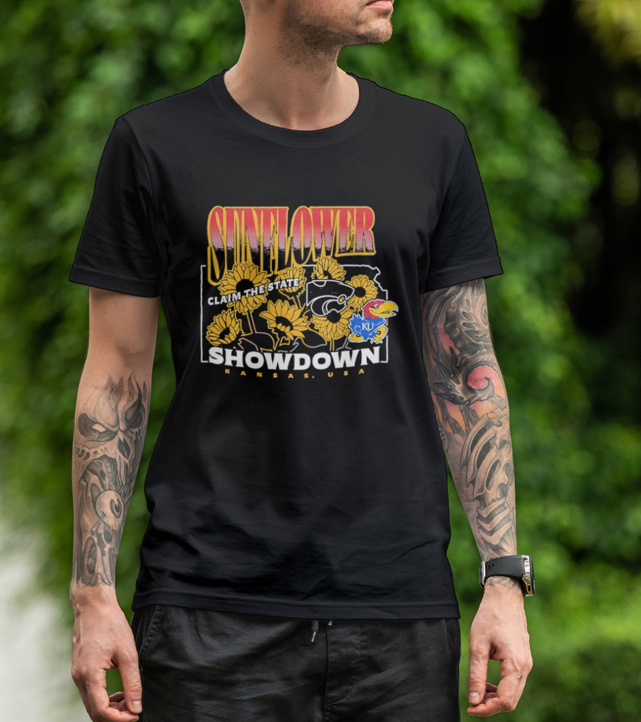 Sunflower Showdown Kansas USA Claim The State KU Kansas University T-Shirt