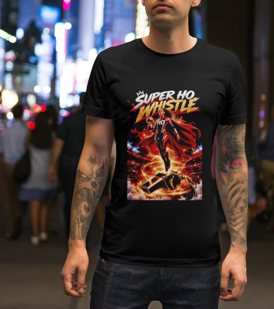 Super Ho Whistle WNBA Basketball Comic Style Heroine T-Shirt