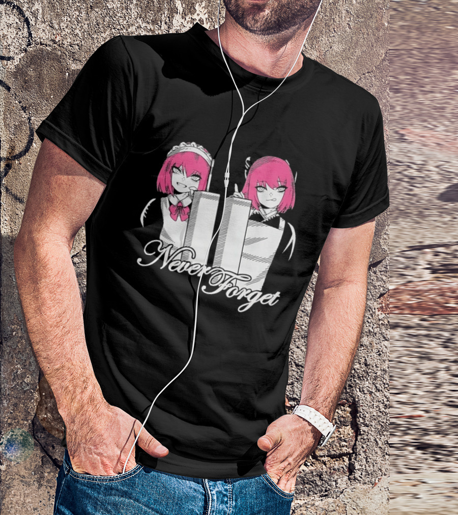 Never Forget Anime Manga Otaku Pink Hair Maid Twins T-Shirt