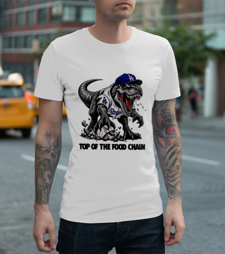 Tyrannosaurus Los Angeles Dodgers MLB Top Of The Food Chain Baseball Rex T-Shirt